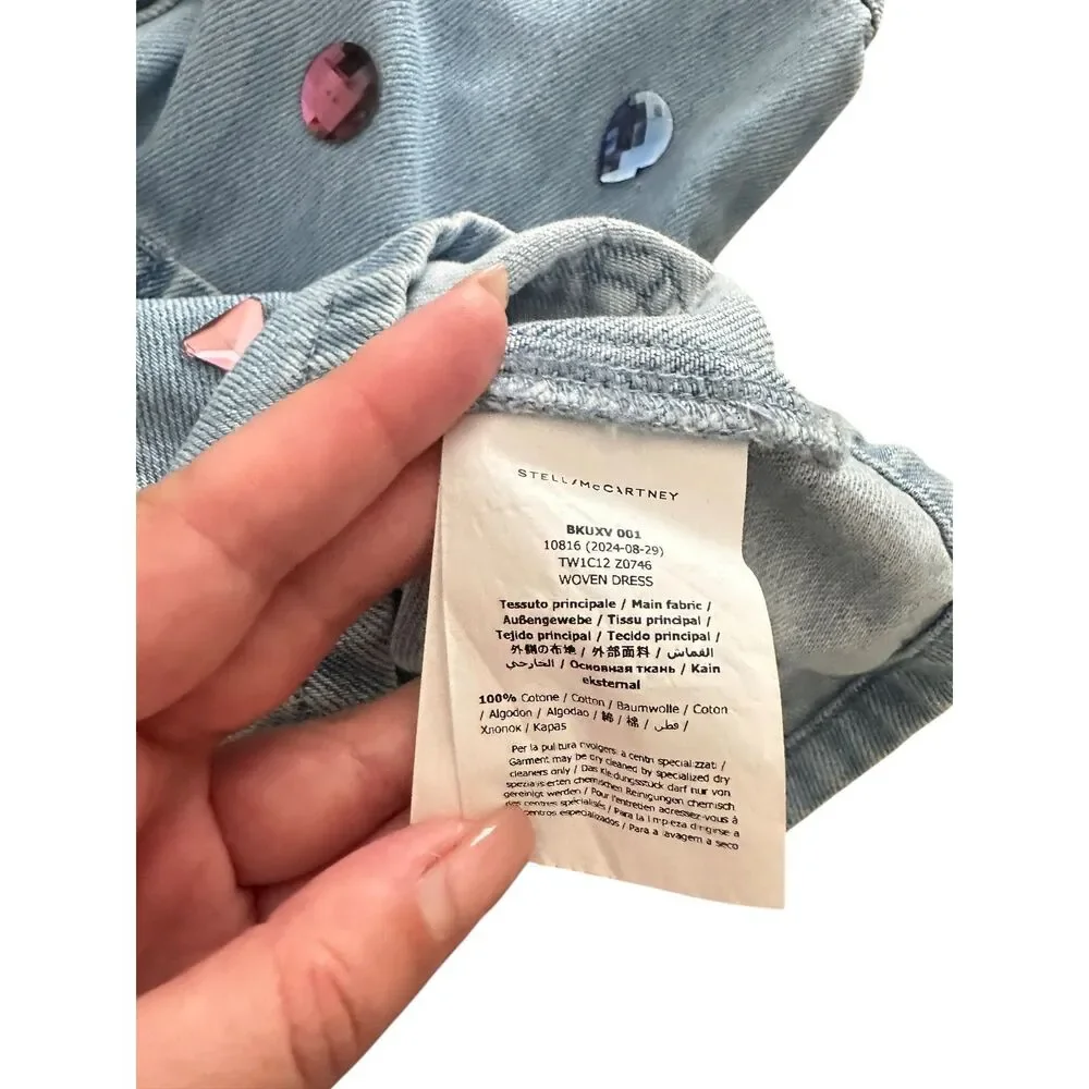 STELLA MCCARTNEY Jewel-Embellished Girls Denim Dress 8Y